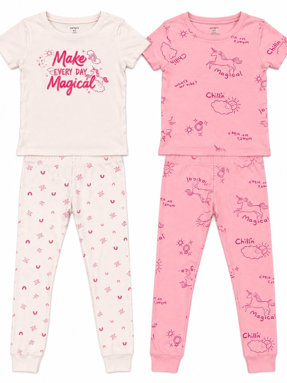 Carter’s Girls Size 6/6A Unicorn Magical Pajama Sets – 2 Sets / 4 Pieces